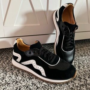 The Office of Angela Scott Remi Black Suede Leather Sneakers EU 39 US 8.5